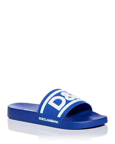 DOLCE & GABBANA MEN'S SAINT BARTH LOGO SLIP ON POOL SANDALS