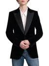 Dolce & Gabbana Black Velvet Single Breasted One Button Blazer In Black