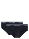 Dolce & Gabbana Set Of Two Cotton Briefs With Logoed Elastic Band In Blue