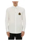 Dolce & Gabbana Crest Embroidered Poplin Shirt In White