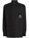 Dolce & Gabbana Cotton Tuxedo Shirt With Heraldic Patch In Black