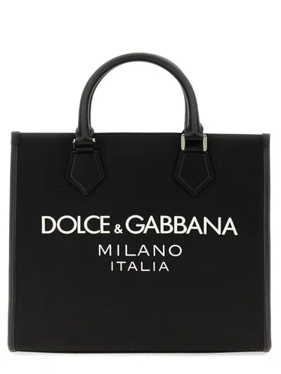 Dolce & Gabbana Men Shopping Bag With Logo In Black