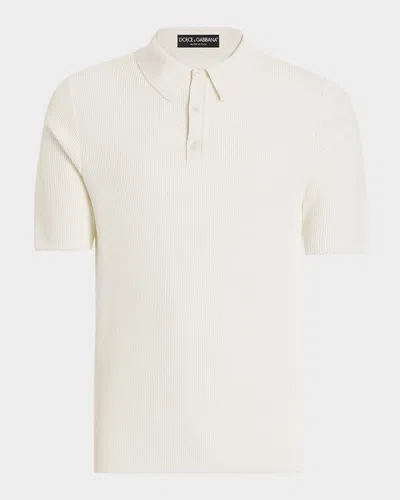 DOLCE & GABBANA MEN'S SHORT-SLEEVE KNIT POLO SHIRT