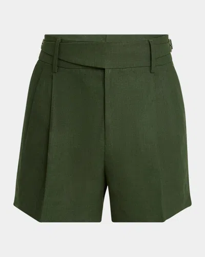DOLCE & GABBANA MEN'S SIDE-BUCKLE LINEN BERMUDA SHORTS