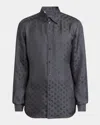 Dolce & Gabbana Men's Silk Jacquard Logo Martini-fit Sport Shirt In Gray