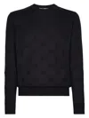 Dolce & Gabbana Logo Intarsia-knit Silk Jumper In Blue