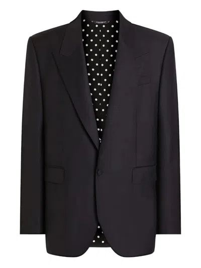 Dolce & Gabbana Long-sleeved Wool Suit Jacket In Black
