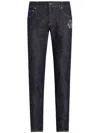 Dolce & Gabbana Skinny Stretch Cotton Jeans With Patch In Multicolor