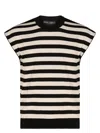 Dolce & Gabbana Black And White Sleeveless Top With Round Neck And All-over Strpied Motif
