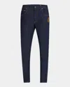 Dolce & Gabbana Skinny Stretch Cotton Jeans With Patch In Dark Blue