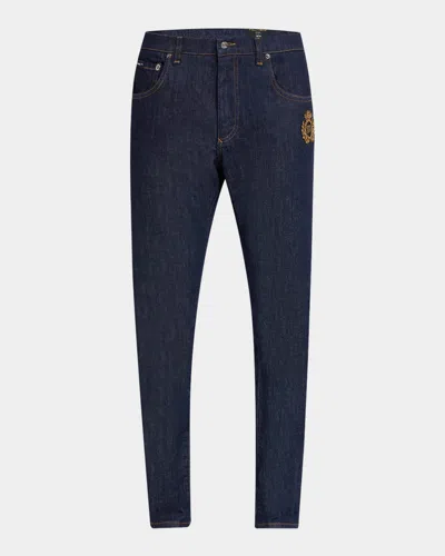 DOLCE & GABBANA MEN'S SLIM-FIT EMBLEM JEANS