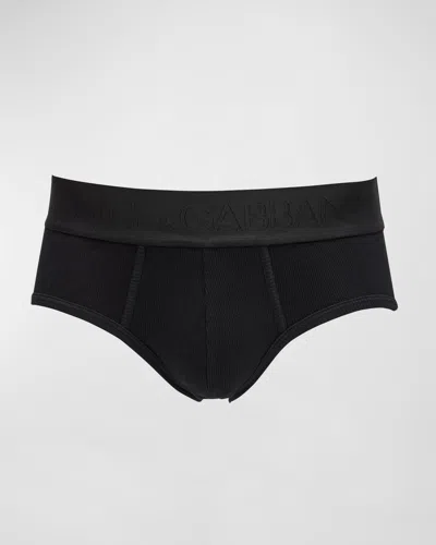 Dolce & Gabbana Men's Slip Brando Cotton Boxer Briefs In Black