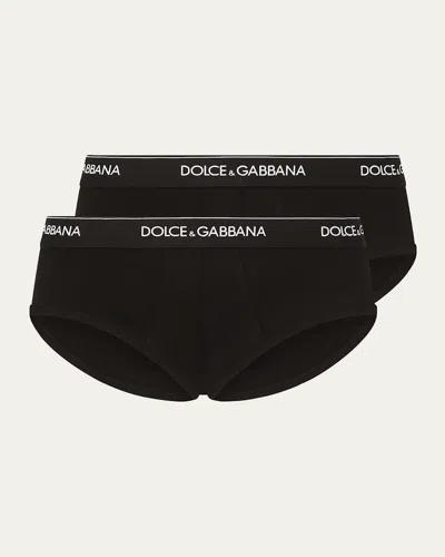 Dolce & Gabbana Men's Slip Medio 2-pack Briefs In Black
