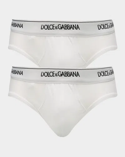 Dolce & Gabbana Men's Slip Medio 2-pack Briefs In Opt White