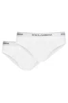 Dolce & Gabbana Brando Briefs In Ribbed Cotton In Bianco
