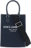 Dolce & Gabbana Men's Small Nylon Tote Bag With Logo In Blue