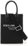 Dolce & Gabbana Mini Messenger Bag With Rubberized Logo In Black