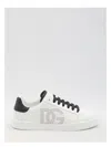 Dolce & Gabbana White And Black Leather Sneakers In White