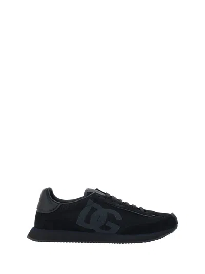 Dolce & Gabbana Logo-print Lace-up Trainers In Black