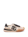 Dolce & Gabbana Dg Athletic Black Low Top Sneakers With Logo Patch On The Tongue And Maxi Logo On The Side In Suede  In Neutral