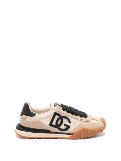 Dolce & Gabbana Dg Athletic Black Low Top Sneakers With Logo Patch On The Tongue And Maxi Logo On The Side In Suede 
