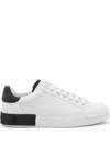 Dolce & Gabbana White Leather Portofino Sneakers In White
