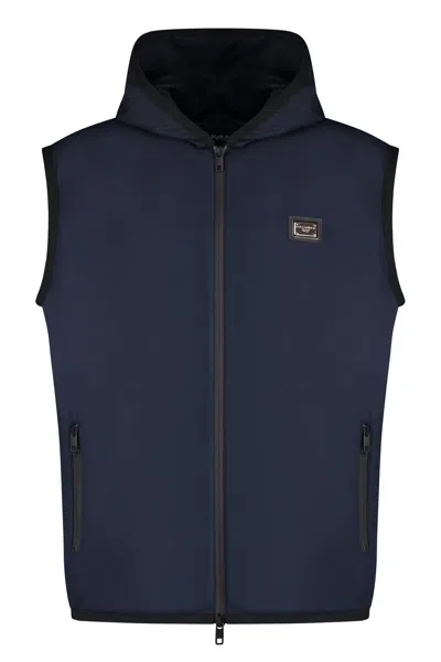 Dolce & Gabbana Men's Sporty Vest With Zipper In Blue For Ss24