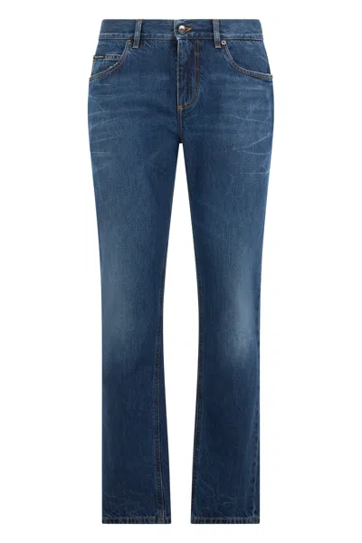 Dolce & Gabbana Men's Straight Fit Cotton Denim Jeans In Blue