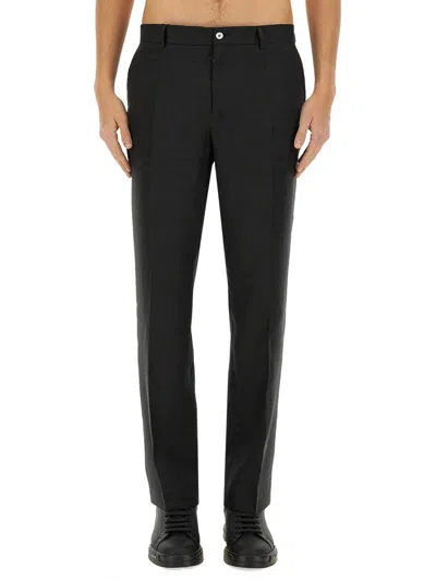 Dolce & Gabbana Men Stretch Linen Tailored Pants In Black
