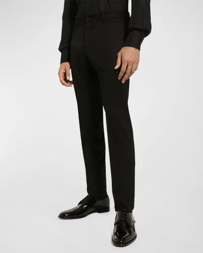 Dolce & Gabbana Men's Stretch Wool Tuxedo Pants In Black