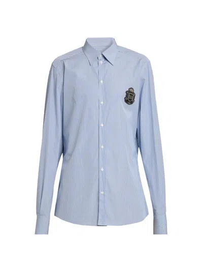 Dolce & Gabbana Long Sleeve Shirt Button Down Collar In Blue