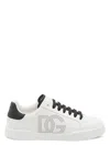 Dolce & Gabbana White And Black Leather Sneakers In White