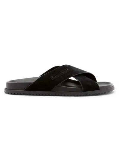 Dolce & Gabbana Men's Suede Crisscross Sandals In Black