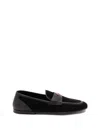 Dolce & Gabbana Ariosto Black Loafers With Metallic Dg Logo Plate On The Front In Leather And Suede Man In Black