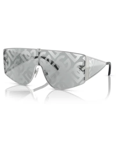Dolce & Gabbana Men's Dg2305 Monogram Metal Shield Sunglasses In Silver