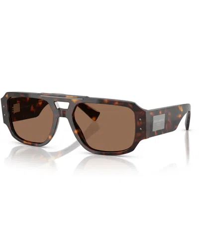 Dolce & Gabbana Tortoiseshell-pattern Logo-plaque Sunglasses In Brown