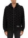 Dolce & Gabbana All-over Dg Print Zip-up Hoodie In Black