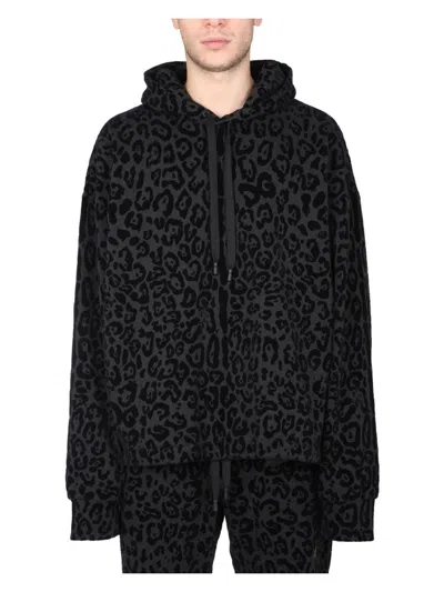 Dolce & Gabbana Men's Sweatshirt With Leopard Print In Animalier