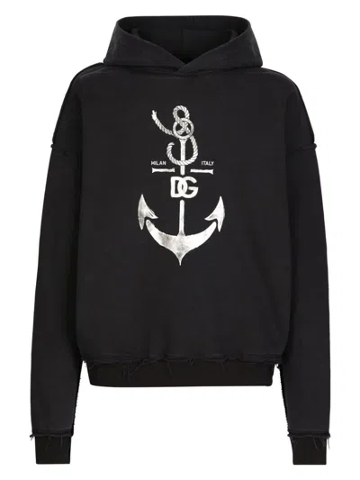DOLCE & GABBANA MEN'S SWEATSHIRT WITH NAVY PRINT