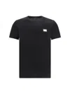 Dolce & Gabbana Cotton T-shirt With Metal Plaque Featuring Front Logo