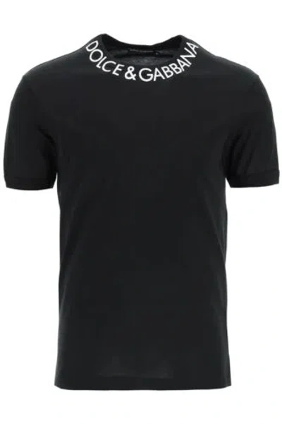 Pre-owned Dolce & Gabbana Men's T-shirt Black Crew Neck Short Sleeve Logo S