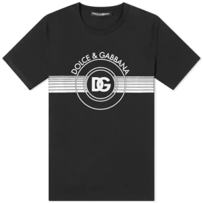 Pre-owned Dolce & Gabbana Men's T-shirt Interlocking Stamp Logo Cotton Black 52
