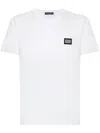 Dolce & Gabbana White Crewneck T-shirt With Logo Plate In Cotton Man In White