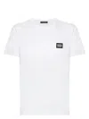 Dolce & Gabbana White Crewneck T-shirt With Logo Plate In Cotton Man In White