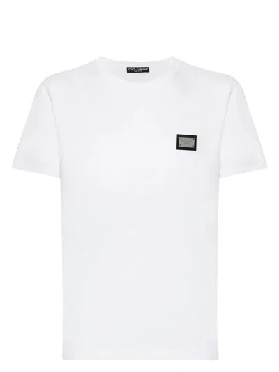 DOLCE & GABBANA MEN'S T-SHIRT WITH LOGO PLAQUE