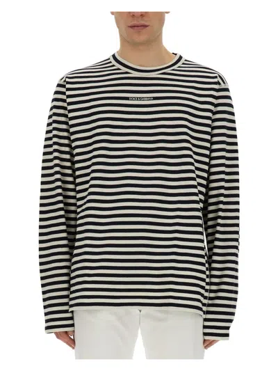 DOLCE & GABBANA MEN'S T-SHIRT WITH STRIPE PATTERN | SIZE 52 | G8RK8T