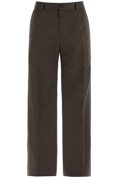 DOLCE & GABBANA MEN'S TAILORED COTTON TROUSERS IN BROWN