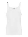 Dolce & Gabbana Classic Fit Cotton Blend Tank Top With Ribbed Texture In White
