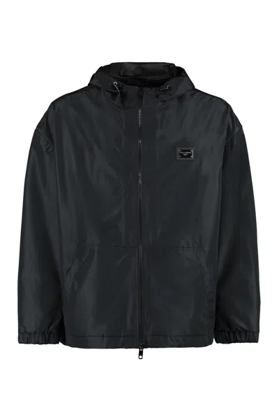DOLCE & GABBANA MEN'S TECHNICAL FABRIC HOODED JACKET
