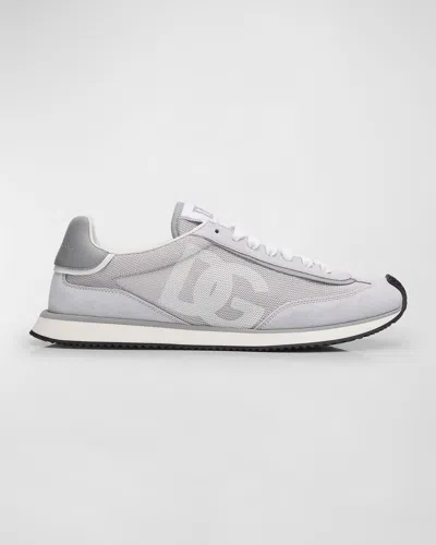 DOLCE & GABBANA MEN'S TEXTILE AND LEATHER RUNNER SNEAKERS